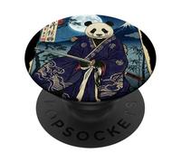 Diseño artístico japonés con Estampado de samurái Panda Fuji Ukiyo-e PopSockets PopGrip Adhesivo