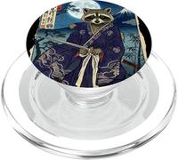 Diseño artístico japonés de Mapache Samurai Fuji Ukiyo-e PopSockets PopGrip para MagSafe