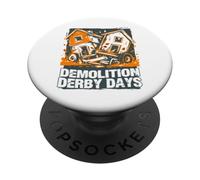 Diseño Atrevido de Demolition Derby Days en Naranja sobre un accidente de casa PopSockets PopGrip Adhesivo