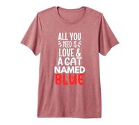 Diseño Azul con Nombre de Gato: ¡Todo lo Que Necesitas es Amor! Camiseta Premium