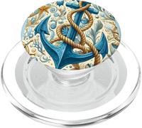 Diseño Azul de Sea Sailors On The Ocean, Ancla de Barco y Barco PopSockets PopGrip para MagSafe