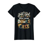 Diseño Bonito con Texto en inglés Just a Girl Who Loves Books and Cats Camiseta