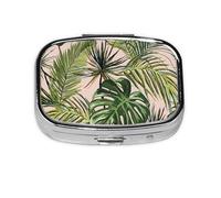 Diseño botánico abstracto con planta de nube de luna, pastillero de 2 compartimentos, organizador portátil