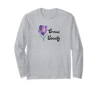 Diseño botánico de Flores primaverales de Crocus Flower Society Manga Larga