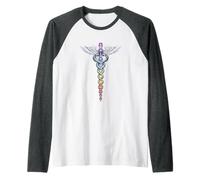 Diseño Caduceo Energía Chakra - Despertar Kundalini Camiseta Manga Raglan