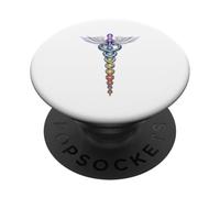Diseño Caduceo Energía Chakra - Despertar Kundalini PopSockets PopGrip Adhesivo