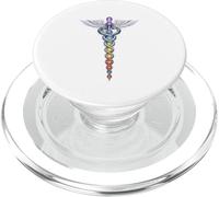Diseño Caduceo Energía Chakra - Despertar Kundalini PopSockets PopGrip para MagSafe