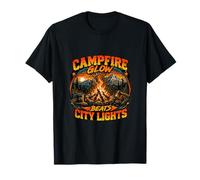 Diseño Campfire Glow Beats City Lights para Aventuras al Aire Libre Camiseta