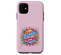 Diseño Colorido con Texto en inglés I Am Kind to Myself and Others Carcasa para iPhone 11