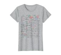 Diseño Colorido de Ecuaciones y Geometría Camiseta, Mujer, Gris Jaspeado, 3XL