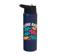 Diseño colorido de roedor I Love Rats Stainless Steel Insulated Water Bottle