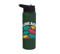 Diseño colorido de roedor I Love Rats Stainless Steel Insulated Water Bottle