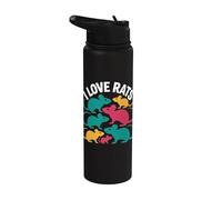 Diseño colorido de roedor I Love Rats Stainless Steel Insulated Water Bottle