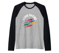 Diseño Colorido de Velocidad de Coche I Love Racing Camiseta Manga Raglan
