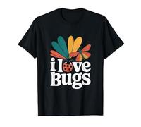 Diseño Colorido para Amantes de Insectos I Love Bugs Camiseta gráfica económica, Hombre, Negro, XL