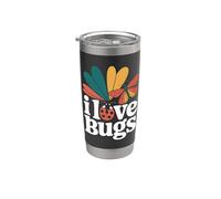 Diseño colorido para amantes de insectos I Love Bugs Vaso térmico de acero inoxidable de doble pared