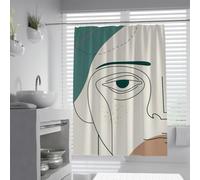 Diseño contemporáneo de Retratos, Cortina de Ducha, Ojos geométricos y líneas abstractas, Cortina de baño para decoración del baño, Tela Extra Larga 180 x 220 cm