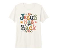 Diseño Cosido Jesus Has My Back Christian Faith Camiseta Premium