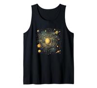 Diseño cósmico de planetas del sistema solar dorado Camiseta sin Mangas