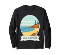 Diseño costero Retro de Bar Harbor Maine Manga Larga
