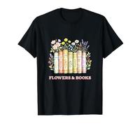 Diseño de Abanico de Libros de Estilo Vintage de Flores y Libros Camiseta gráfica económica, Hombre, Negro, L