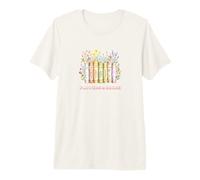 Diseño de Abanico de Libros de Estilo Vintage de Flores y Libros Camiseta Premium