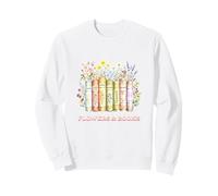 Diseño de Abanico de Libros de Estilo Vintage de Flores y Libros Sudadera