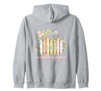 Diseño de Abanico de Libros de Estilo Vintage de Flores y Libros Sudadera con Capucha