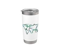 Diseño de acuarela de mapa del mundo con Europa, Asia América Vaso térmico de acero inoxidable de doble pared