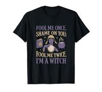Diseño de adivino Fool Me Twice I'm A Witch Camiseta
