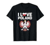 Diseño de águila polaca I Love Poland Camiseta gráfica económica, Hombre, Negro, L