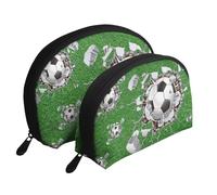 Diseño de Agujeros de balón de fútbol., Bolsa de Maquillaje de Concha, Monedero pequeño para Mujer, Bolsa de artículos de tocador, Bolsa de cosméticos, 2 Piezas