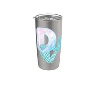 Diseño de alfabeto de acuarela con letra D de sirena Vaso térmico de acero inoxidable de doble pared