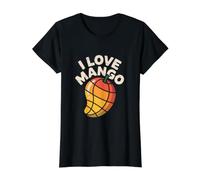 Diseño de Amante de Las Frutas Tropicales I Love Mango Camiseta gráfica económica, Mujer, Negro, L