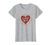 Diseño de Amor Inspirador de corazón Agradecido para Thankfulness Camiseta, Mujer, Gris Jaspeado, XS