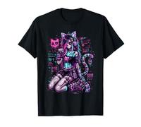 Diseño de Anime Cyber Goth Girl Skeleton Glitch al Estilo Y2K Camiseta