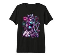 Diseño de Anime Cyber Goth Girl Skeleton Glitch al Estilo Y2K Camiseta Premium