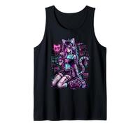 Diseño de Anime Cyber Goth Girl Skeleton Glitch al Estilo Y2K Camiseta sin Mangas