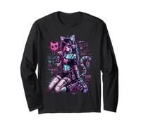Diseño de Anime Cyber Goth Girl Skeleton Glitch al Estilo Y2K Manga Larga