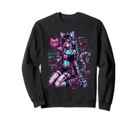 Diseño de Anime Cyber Goth Girl Skeleton Glitch al Estilo Y2K Sudadera