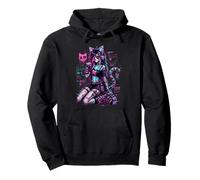 Diseño de Anime Cyber Goth Girl Skeleton Glitch al Estilo Y2K Sudadera con Capucha