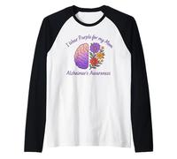 Diseño de Apoyo púrpura para la Conciencia de Alzheimer para mamá Camiseta Manga Raglan