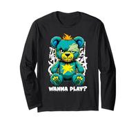 Diseño de Arte Callejero de Wanna Play Scary Teddy Bear Manga Larga