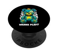 Diseño de Arte Callejero de Wanna Play Scary Teddy Bear PopSockets PopGrip Adhesivo