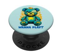 Diseño de Arte Callejero de Wanna Play Scary Teddy Bear PopSockets PopGrip Adhesivo