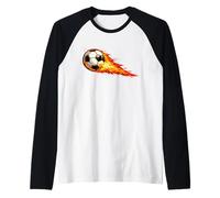 Diseño de Balón de Fútbol para Jugadores con Estela de Fuego Camiseta Manga Raglan