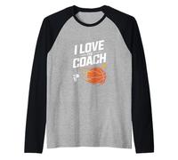 Diseño de baloncesto I Love The Coach Camiseta Manga Raglan