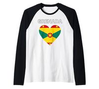 Diseño de Bandera de corazón de Granada Camiseta Manga Raglan