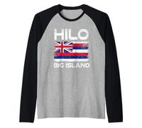 Diseño de Bandera de Hilo Big Island, Hawái, Bandera Hawaiana de Hilo Camiseta Manga Raglan