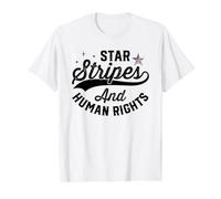 Diseño de Bandera Estadounidense de Derechos Humanos con Rayas de Estrellas Camiseta gráfica económica, Hombre, Blanco, XL